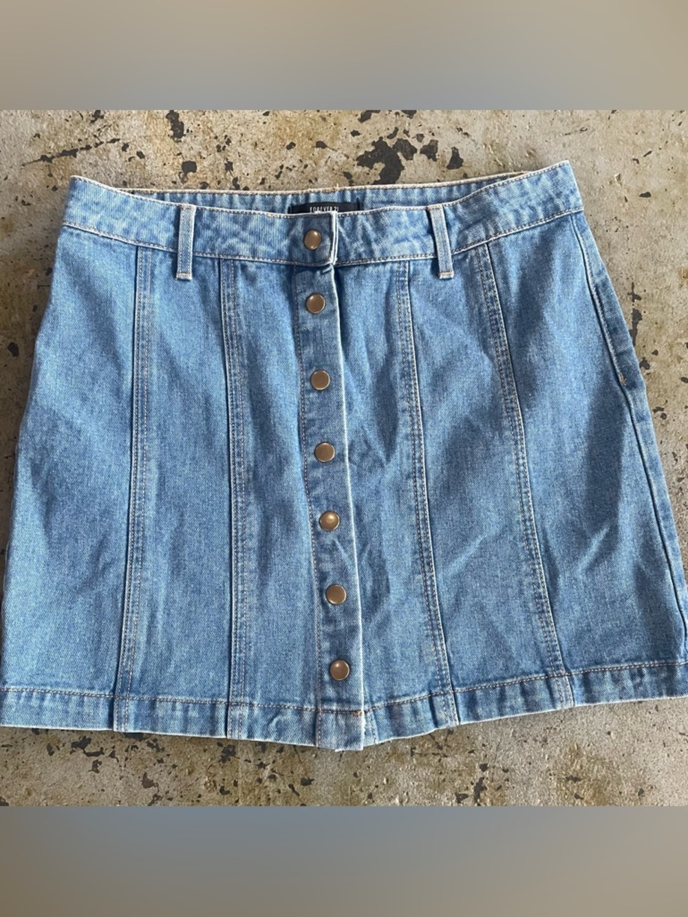 Forever 21 Light Blue Button-Front Denim Mini Skirt Size Large